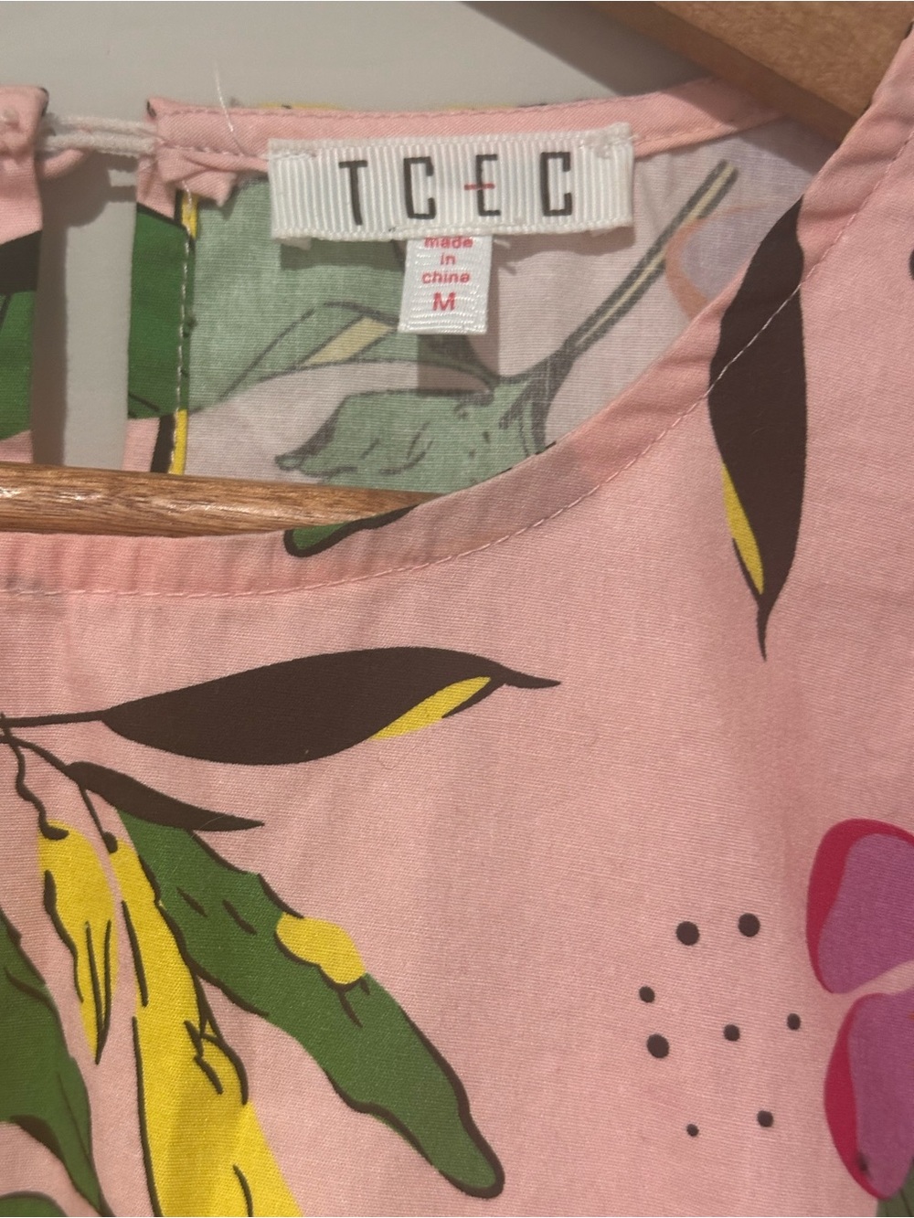 TCEC Pink Floral Puff-Sleeve Blouse with Fruit Motif - Picture 3 of 5